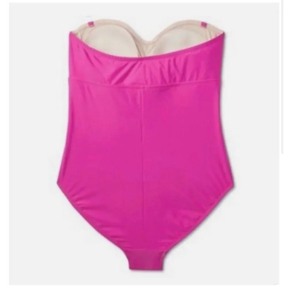 Kona Sol Pink Strapless Tummy Control Full Seat Coverage Swimsuit Size 24